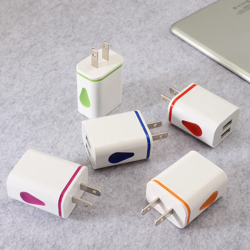 

AC Wall Charger Auto Fast Charging Power Adapter 5V 2.1A Drops of Water Led Light Dual USB Ports US EU Plug For iPhone Samsung