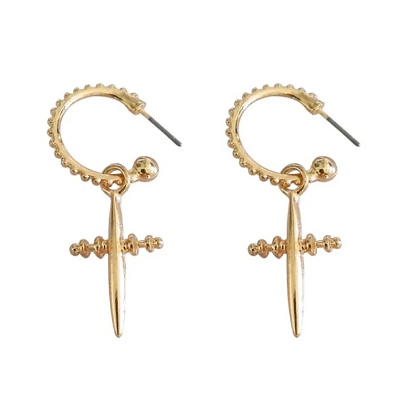 

Trendy Chic Alloy Cross Hoop Earrings For Women Birthday Party Small Minimalist Gold Filled Geometric Open Round Ear Jewelry