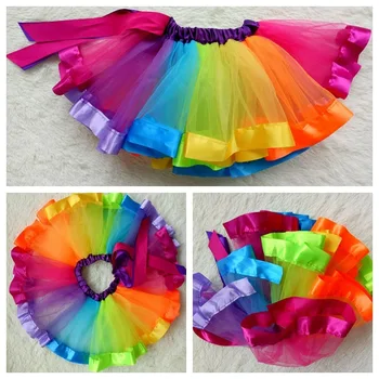 

Rainbow skirt gauze skirt Tutu children dance skirt stage dance performances Skirt girls' half children show ballet