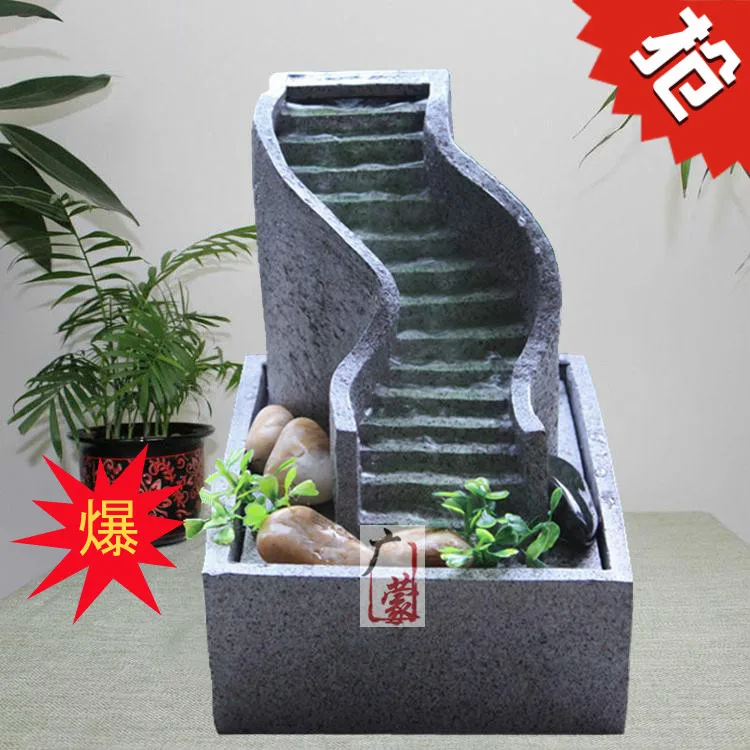

Simple water curtain wall fountain water landscape in the office computer desktop creative works of art and decoration decoratio