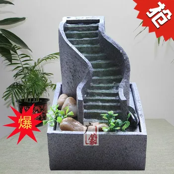 

Simple water curtain wall fountain water landscape in the office computer desktop creative works of art and decoration decoratio