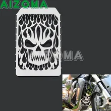 Aço inoxidável Refrigerador Radiador Grelha Guarda Motocicletas Crânio Fama Capa Chrome Malha Protector Para Kawasaki Vulcan VN 1500