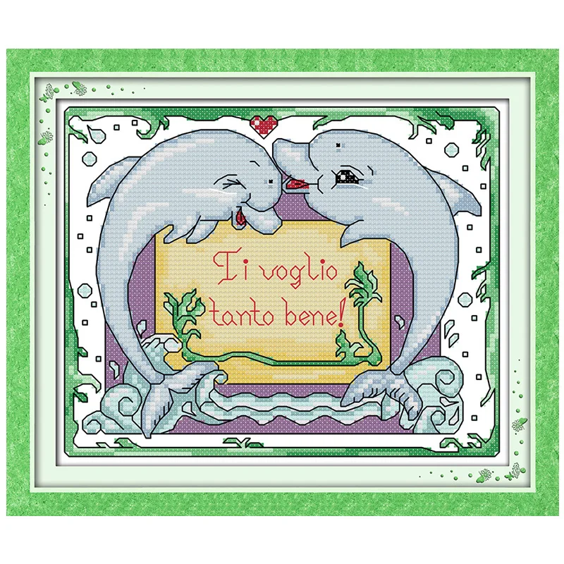 

Dolphin Patterns Counted Cross Stitch 11CT 14CT Cross Stitch Sets Wholesale Chinese Cross-stitch Kits Embroidery Needlework