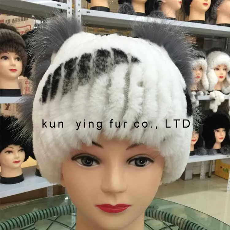 Tong zhen fashion model of rabbit hair braided silver fox was hanging hat