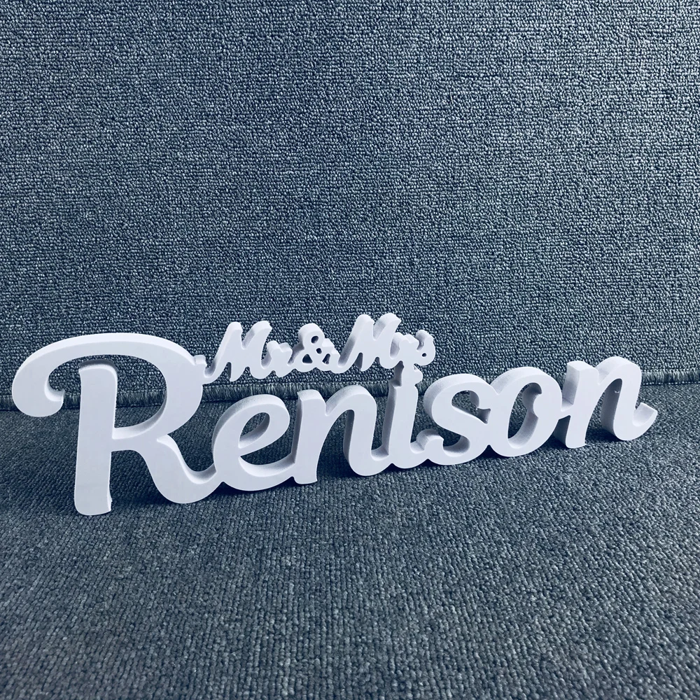 Personalized Mr & Mrs last name table enter, wedding decoration 6 tall，Customized whit letter gift Mr. and Mrs. surname2