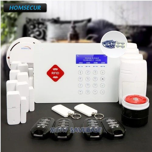 

HOMSECUR Wireless GSM LCD RFID Burglar Pet-Immune/Friendly Alarm System LCD Screen + Voice Prompt for Easy Operation