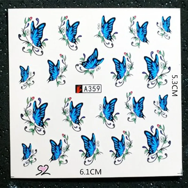 50 шт акварельные цветочные наклейки для ногтей, Набор наклеек для ногтей 6,1*5,3 см, дизайн с бантом и перьями, гель для маникюра, декор для воды