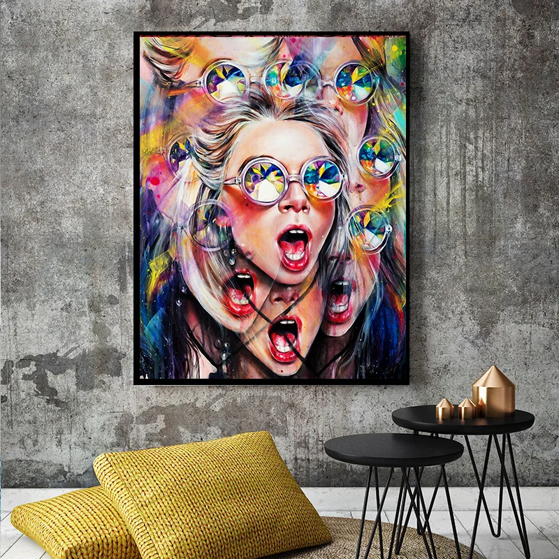 

Anime Weird Rap Girl Poster And Print Colorful Watercolor Canvas Painting Japanese Girl Wall Art For Living Room Home Decoration