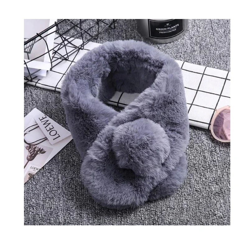 

New Women faux fur scarf imitation raccoon furmuffler warm luxurious multi color fur ring Winter Fall Shawls With Ball DW18