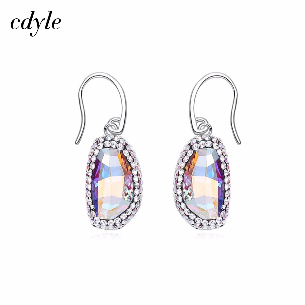 

Cdyle Embellished with crystals Women Earrings Drop Earrigs 925 Sterling Silver Fashion Jewelry Charm Bijoux Gift