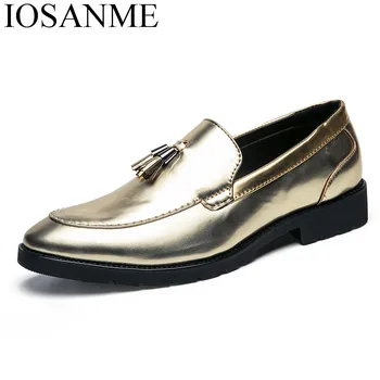 

spring tassel formal leather men shoes luxury brand male gold patent leather footwear comfortable dress work oxford shoe for men