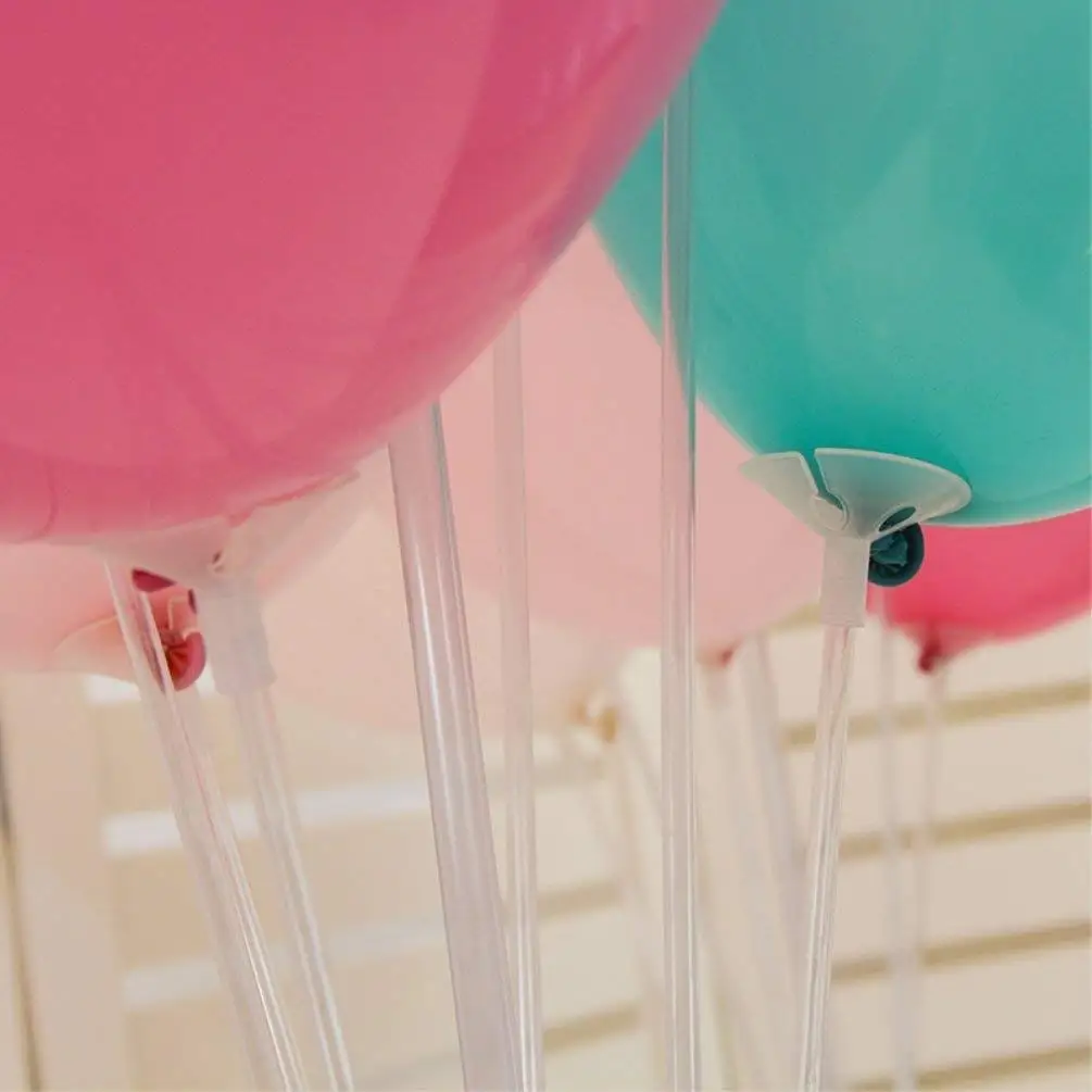  1 Set Balloons Holder Column Stand 7 Tubes Clear Plastic Balloon Stick Birthday Party Valentines De