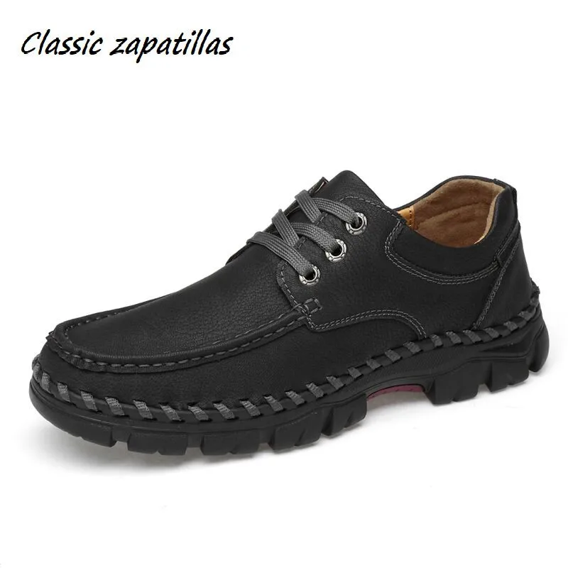 

Leisure Men's Leather Shoes Big Size 38-46 Genuine Leather Male Handmade Shoes For Adult Lace-up Men Casual Shoes Moccasins