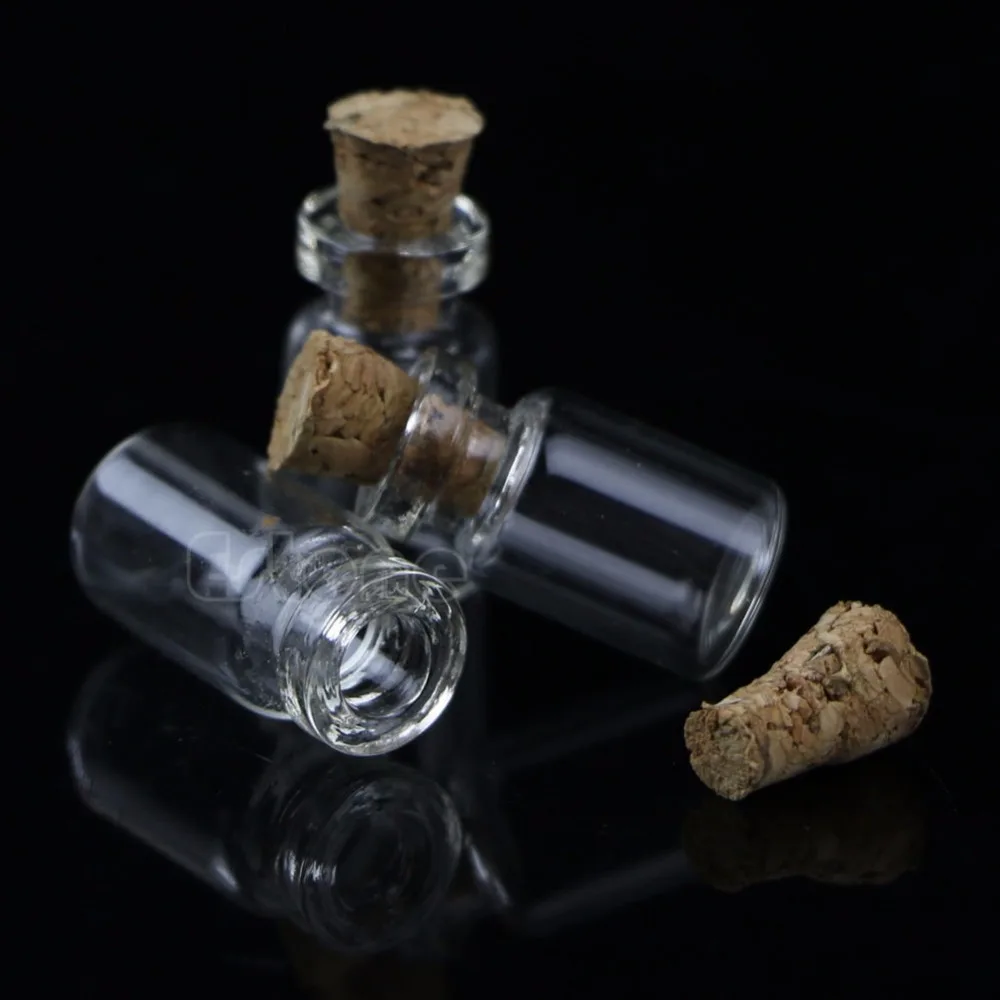10pcs Small Empty Clear Glass Bottle Vials with Cork Storage Craft 0.5ml 10*18mm W215