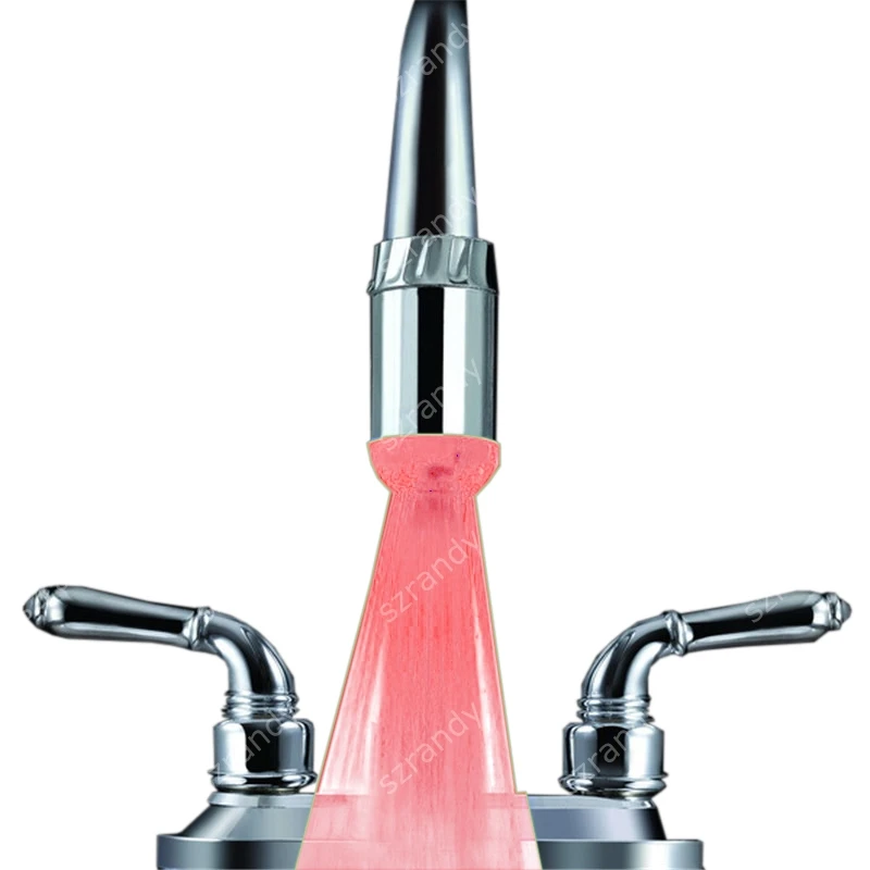 water power Single Red color kitchen faucet with light with adaptorsin Bibcocks from Home