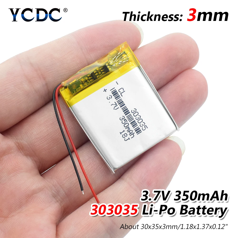 

1/2/4x 303035 3.7v 350mAh Lithium Ion Li-polymer Battery PCM Protected Selfie Stick Driving Recorder Locator Radio Lipo Bateria