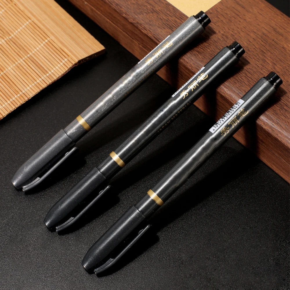 Umitive, 3 размера, черная чернильная ручка для каллиграфии, для начинающих, для письма, подпись, перезаправляемый с кисточкой, маркеры, канцелярские принадлежности
