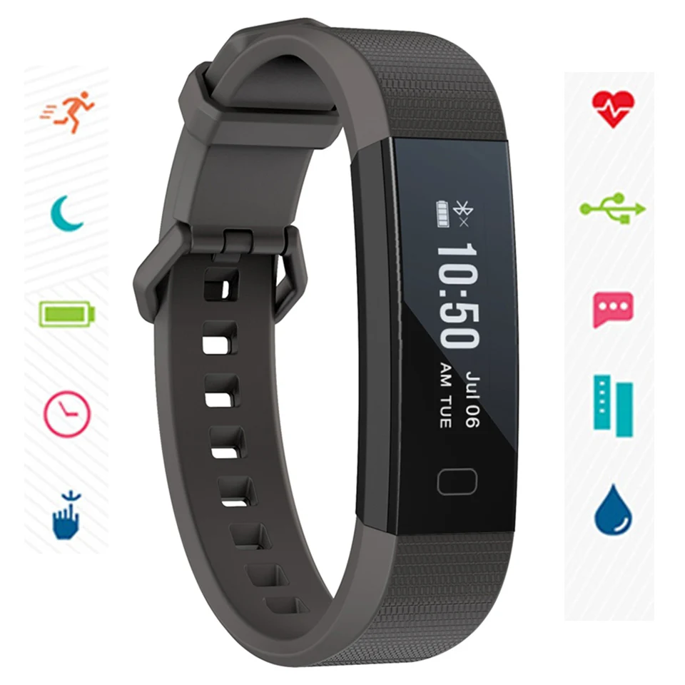 

Bluetooth IP67 Smart Band Pedometer Heart Rate Monitor Fitness Tracker Smart Wirstband Passometer Smart Bracelet USB Charging