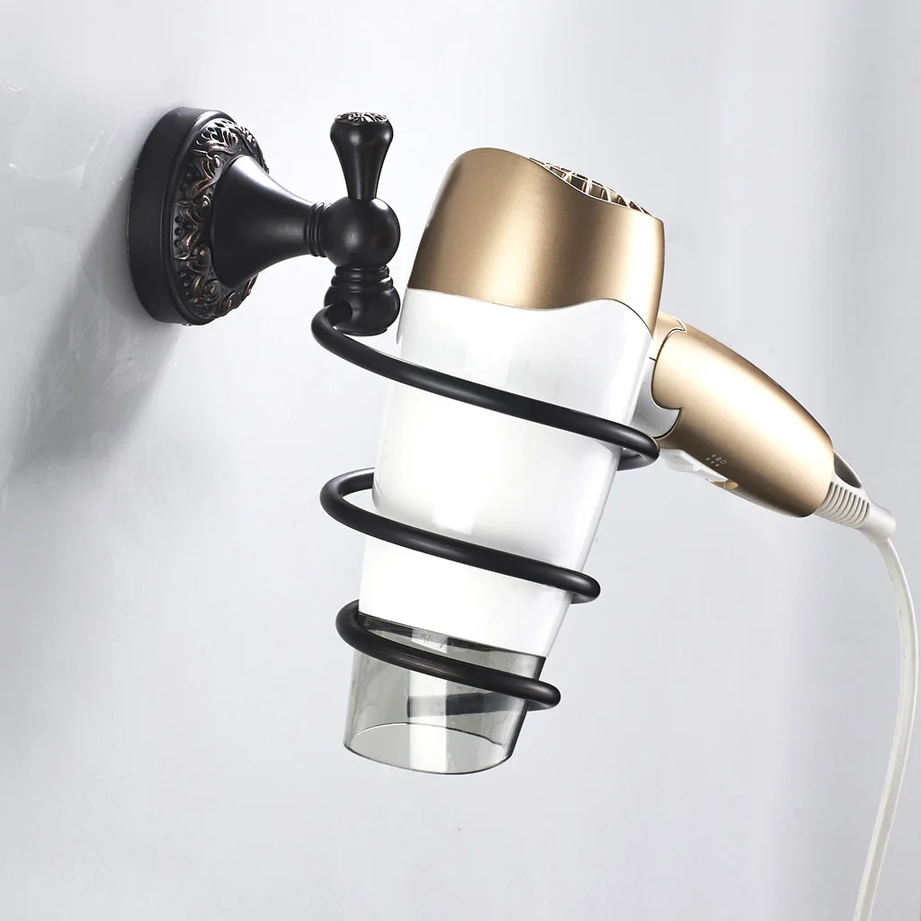 Heavy Duty Bathroom Salon Wall Mount Hair Dryer Spiral Holder Rack Organizer