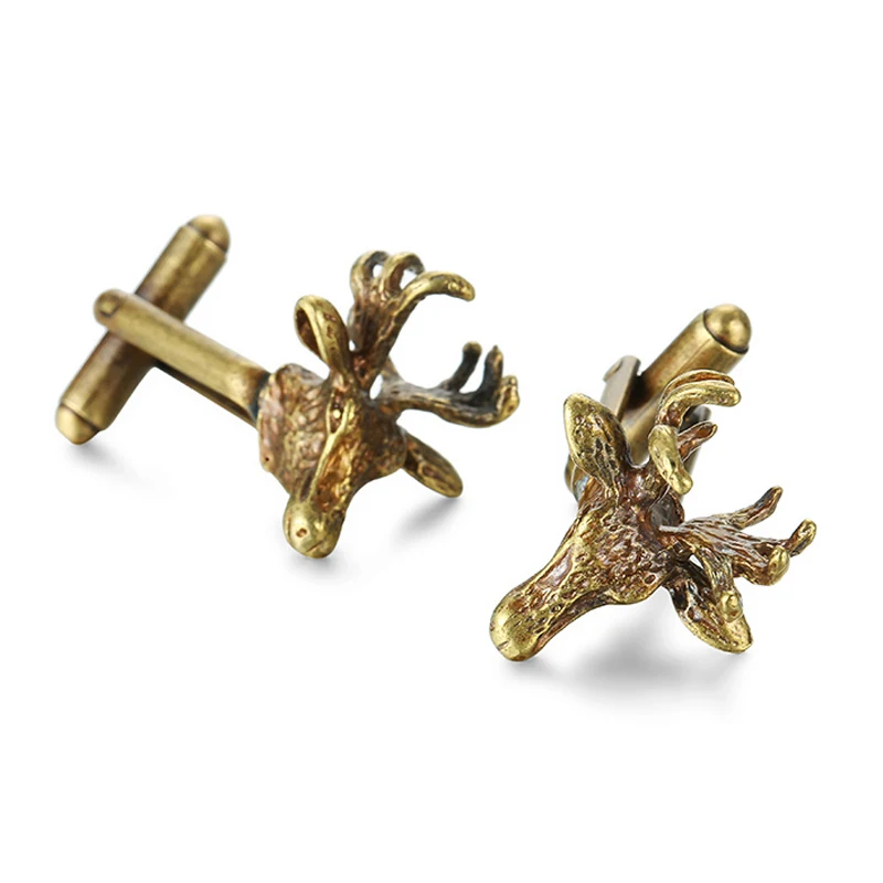 

WN new high quality brass animal deer head design Cufflinks fashion brand men's French Cufflinks