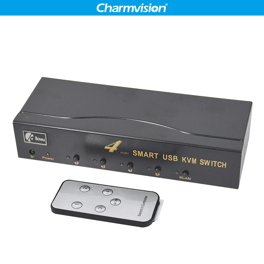 Charmvision UK401R 4 порта ПК Хост usb-хаб KVM переключатель мультикомпьютер USB2.0 концентратор KVM коммутатор с пультом дистанционного управления клавиатура мышь