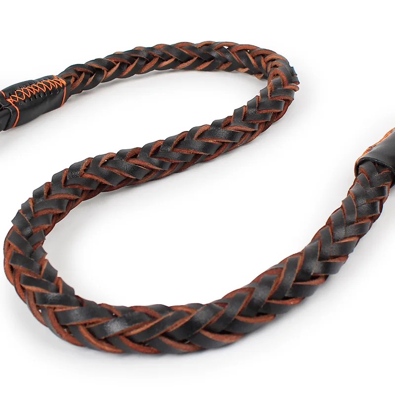 Two-layer cowhide braided collar with spring pet traction rope Large dog with thick cowhide dog rope Two-layer cowhide braided collar with spring pet traction rope Large dog with thick cowhide dog rope