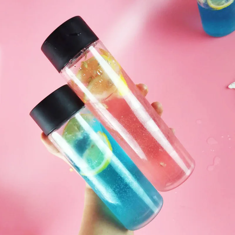 Plastic Water Bottles 300/400/500/600ml PET bottle for water drink Disposable My bottle Leakproof pattern