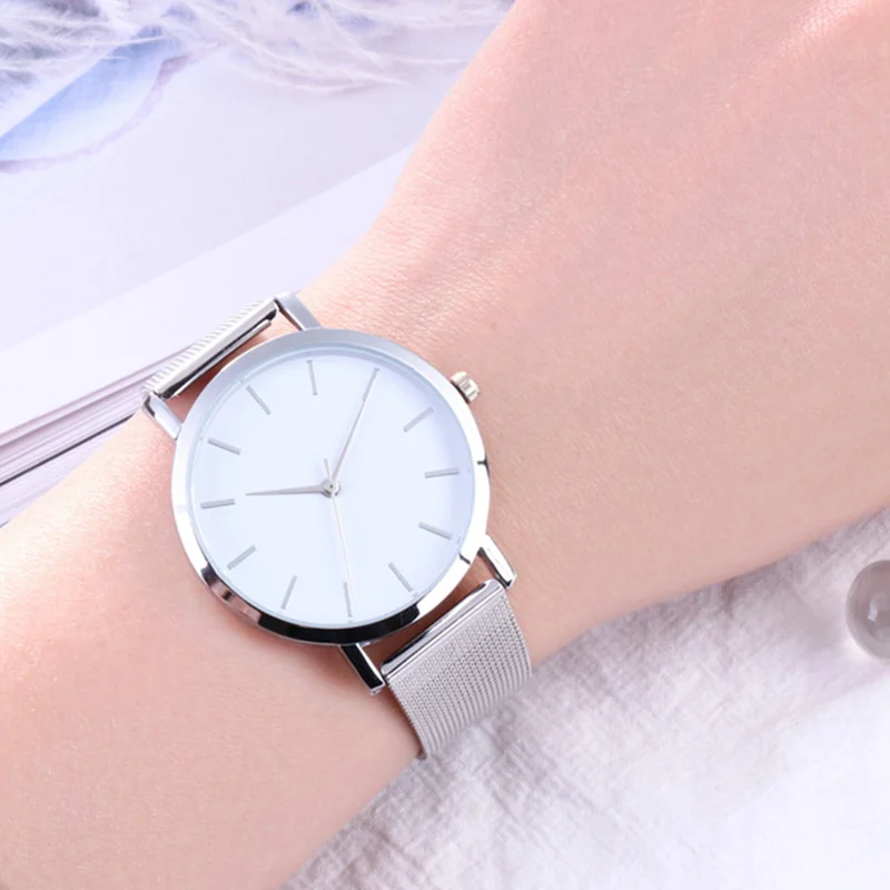

Women's Watches Fashion Silver Luxury Ladies Watch Women Watches Simple Stainless Steel Clock reloj mujer saat zegarek damski