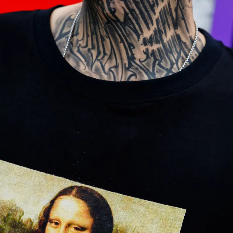 Mona Lisa Chinese Characters Print Tshirts 2