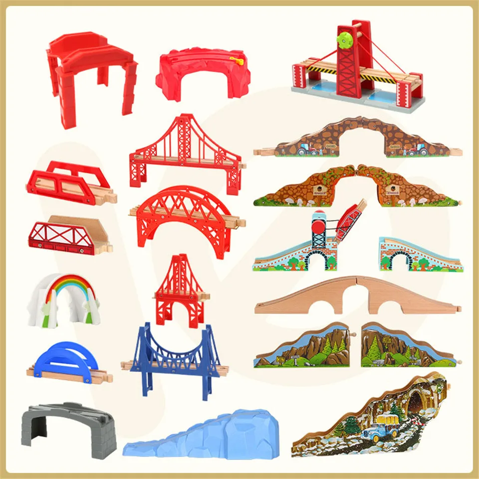 

Toy Train Track Bridges Holes Tracks Fit for Trains Trucks Children Christmas Gift for Boys and Girls Track Scene Accessories