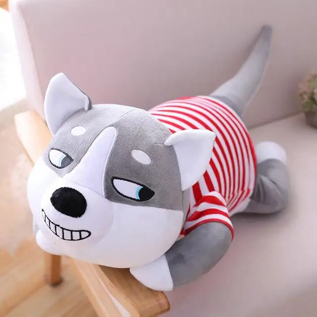 Lovely New Cute Husky Plush Toy Soft Cartoon Animal Dog Stuffed Doll Sofa Sleeping Pillow Cushion Kids Girlfriend Birthday Gift - Цвет: 2