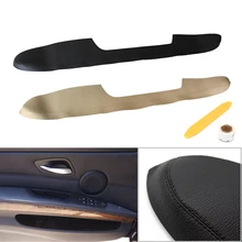 Para BMW Série 3 E90 2005 2006 2007 2008 2009 2010 2011 Micro Interior de Couro apoio de Braço Da Porta Lidar Com Painel de Condução puxar Tampa da Guarnição