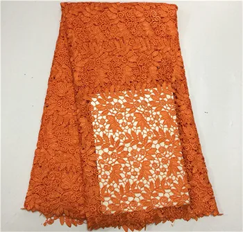 

High Quality Guipure Lace Fabric For Party.White Color African Cord Lace With Nice Flower.Best Selling French Lace Fabric orange
