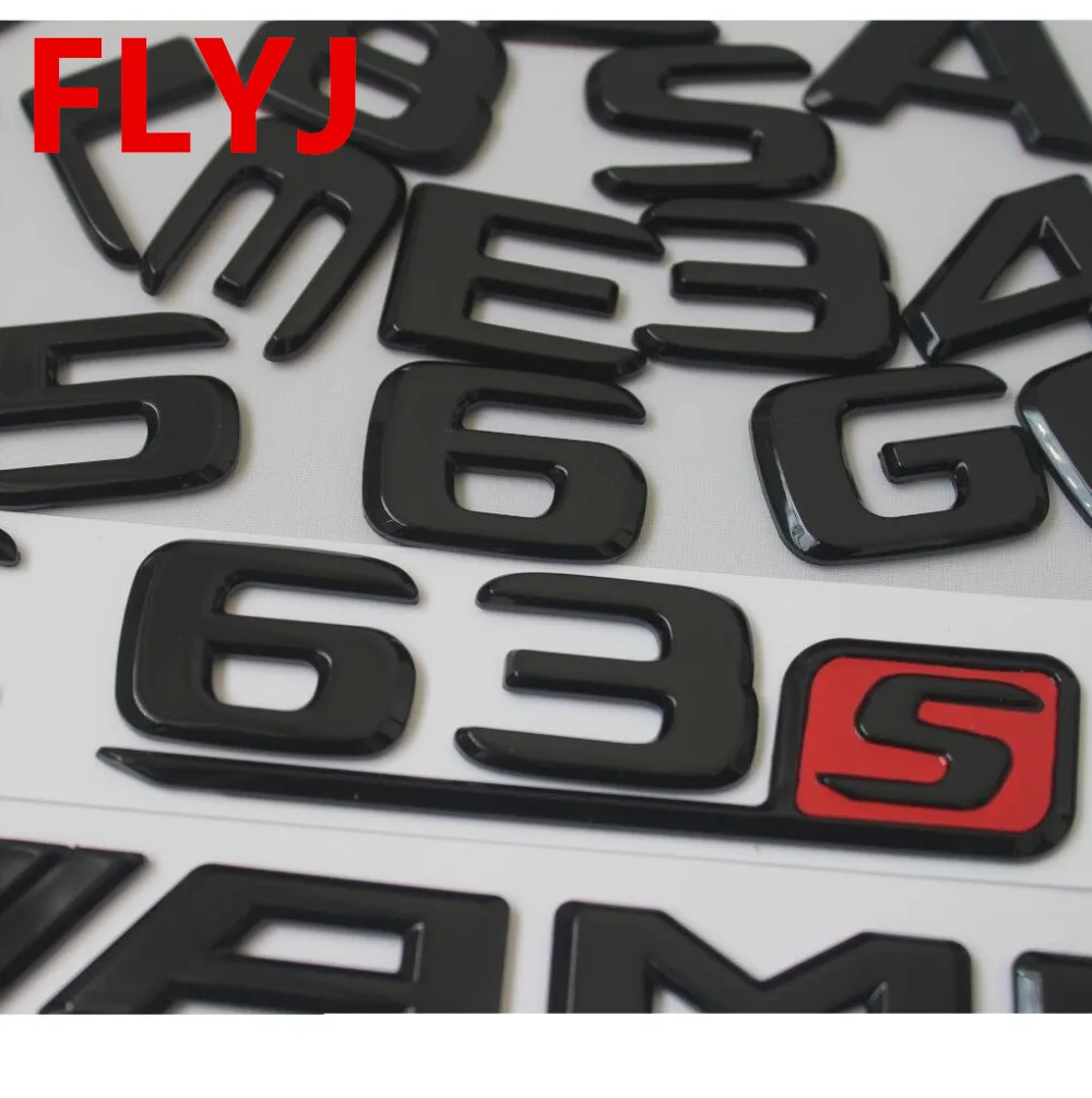

Flat Matt Black Red Letters Trunk Emblem Emblems Badges for Mercedes Benz AMG C63 C63s E63s S63 S CLS63s GLE63s GLS63s 4MATIC