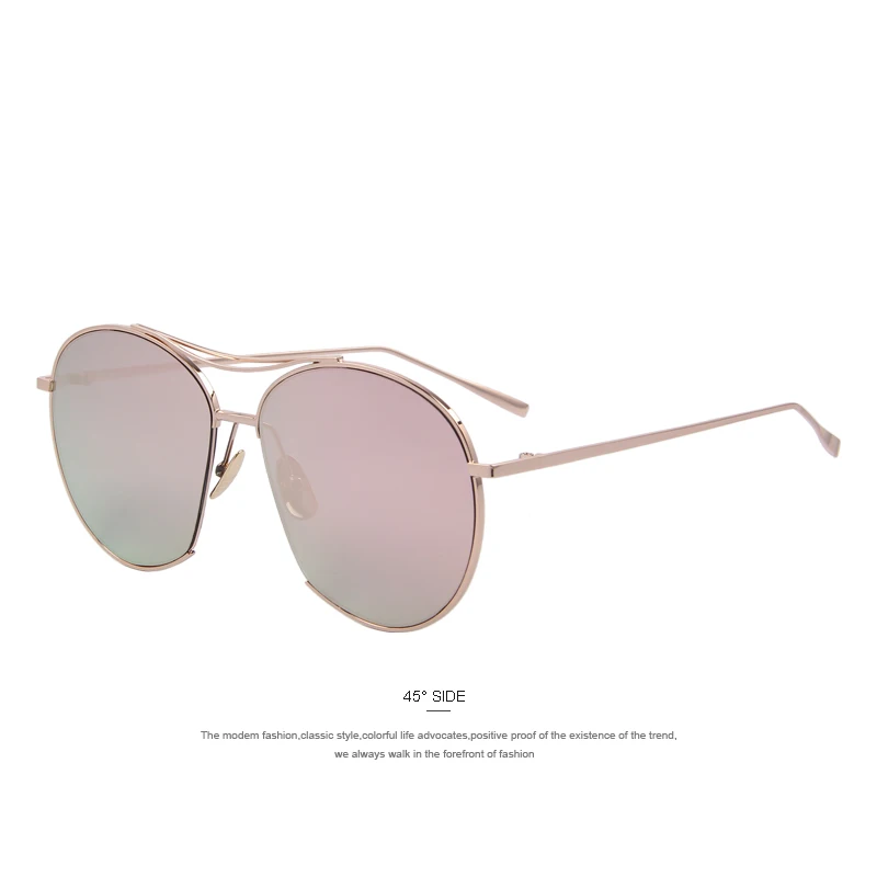 MERRYS женские модные солнцезащитные очки, классические брендовые дизайнерские солнцезащитные очки, винтажные двойные лучевые очки с металлической оправой S8006 - Цвет линз: C02 Pink Mirror