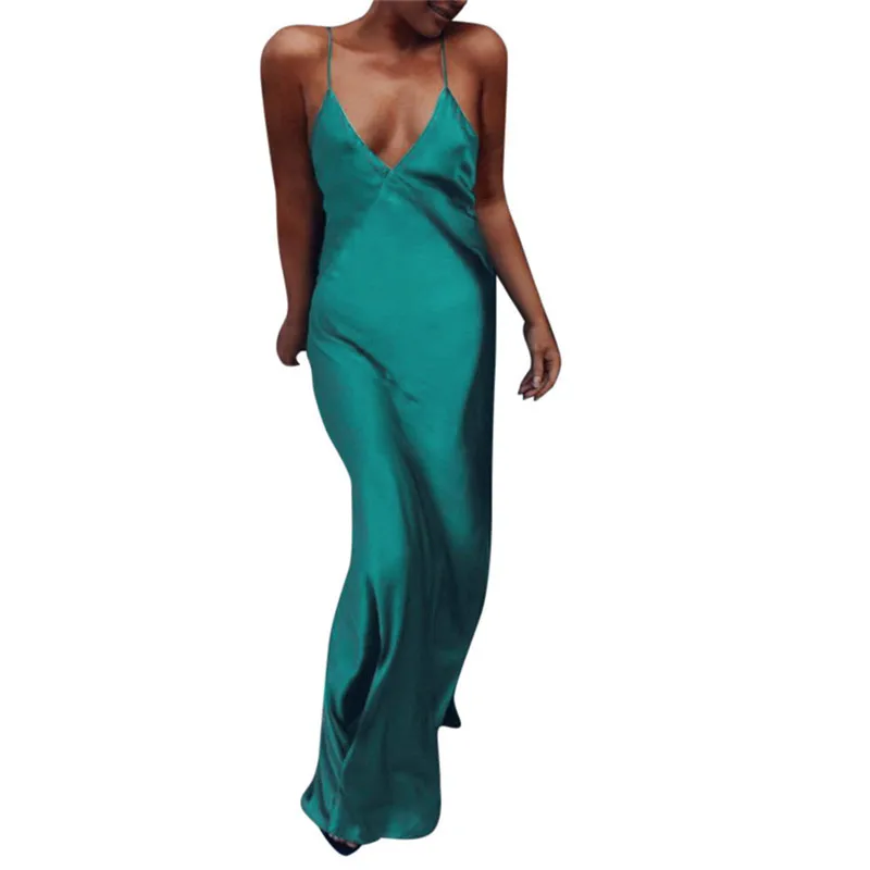 

Harajuku Women Dresses 2019 New Fashion Sundresses Solid Sleeveless Backless Open Fork Long Strap Slip Formal Dress Women Cloth
