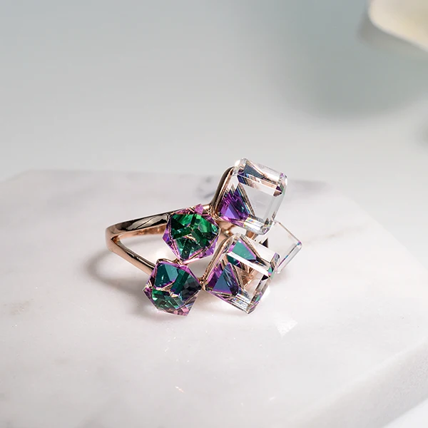 BAFFIN массивное Макси-кольцо с цветными бусинами и кристаллами Swarovski, модное Золотое ювелирное изделие на палец для женщин, подарок на свадьбу - Цвет основного камня: Зеленый