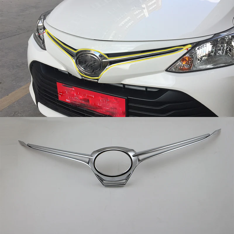 

Car body kits ABS chrome front grill cover Car Sticker For TOYOTA VIOS 2017
