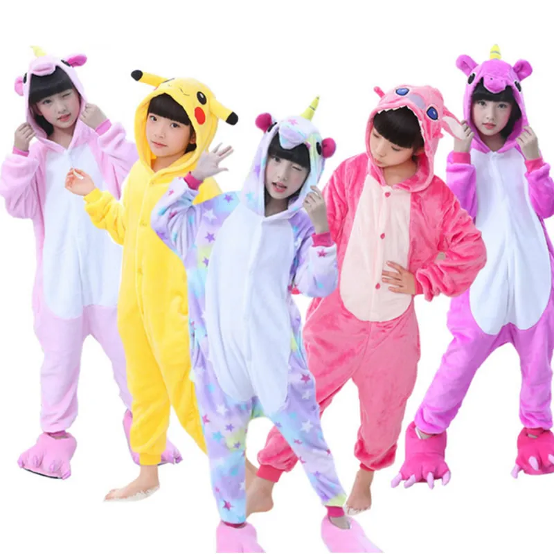 

Children's Pajamas for Boys Girls Unicorn Pajamas Flannel Kids Pijamas Set Animal Kids Sleepwear Winter Boys Gilrs Onesies 4-12