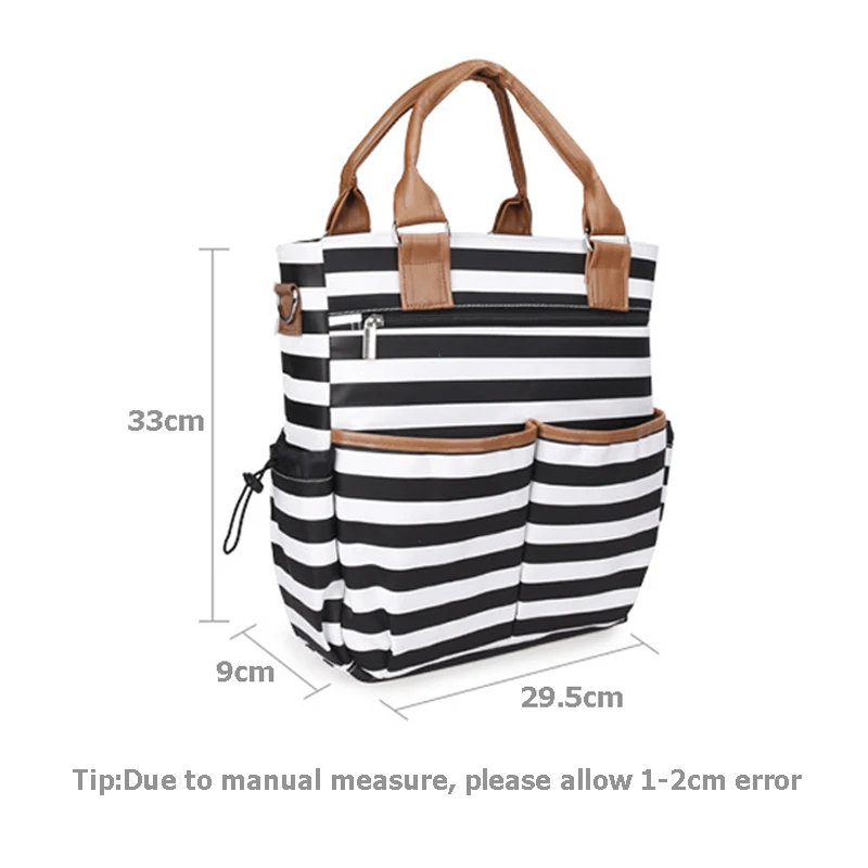 4 PcsSet Baby Diaper Bag Canvas Stripe Large Capacity Mummy Nappy Bags Fashion Mother Handbag Stroller Hook Shoulder Bag BB6006 (6)