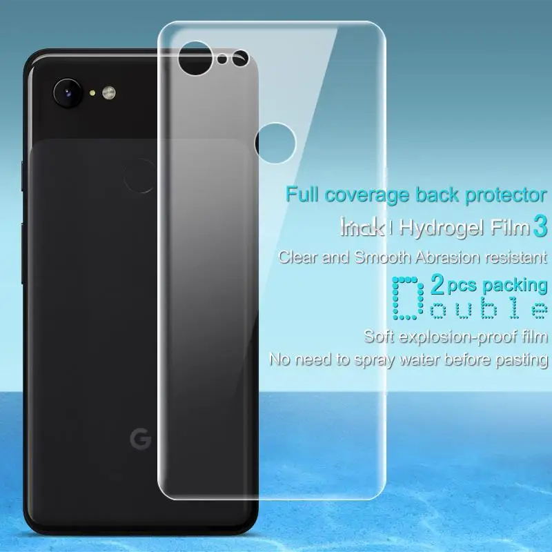 

Imak 2pcs/Pack Clear Hydrogel Film 3th Gen for Google Pixel3 3XL 3D Full Cover for Google Pixel 3 XL Back Screen Protector Film