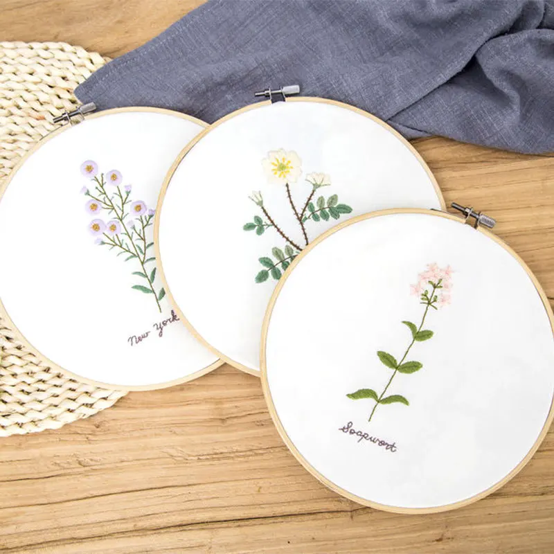 

DIY Ribbon Flowers Embroidery Set for Beginner with Hoop Needlework Kits Cross Stitch Series Arts Crafts Sewing Decor Needle Art