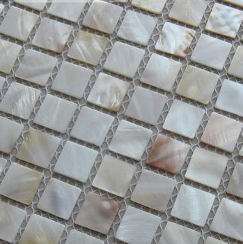 

natural cream color 20x20mm square white mother of pearl shell mosaic mesh backing bathroom shower kitchen backsplash fireplace