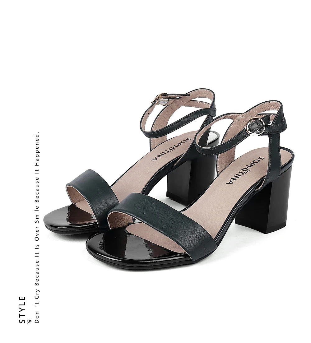 SOPHITINA/модные офисные женские босоножки из натуральной кожи; летние туфли на высоком каблуке с пряжкой и ремешком; однотонные женские сандалии на каблуках с квадратным каблуком; X21