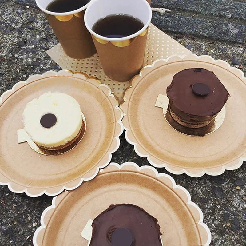 

Brown Kraft Paper Disposable Paper Tableware Sets Paper Plates Cups Utensils tissue Napkins Wedding Birthday Party Decoration