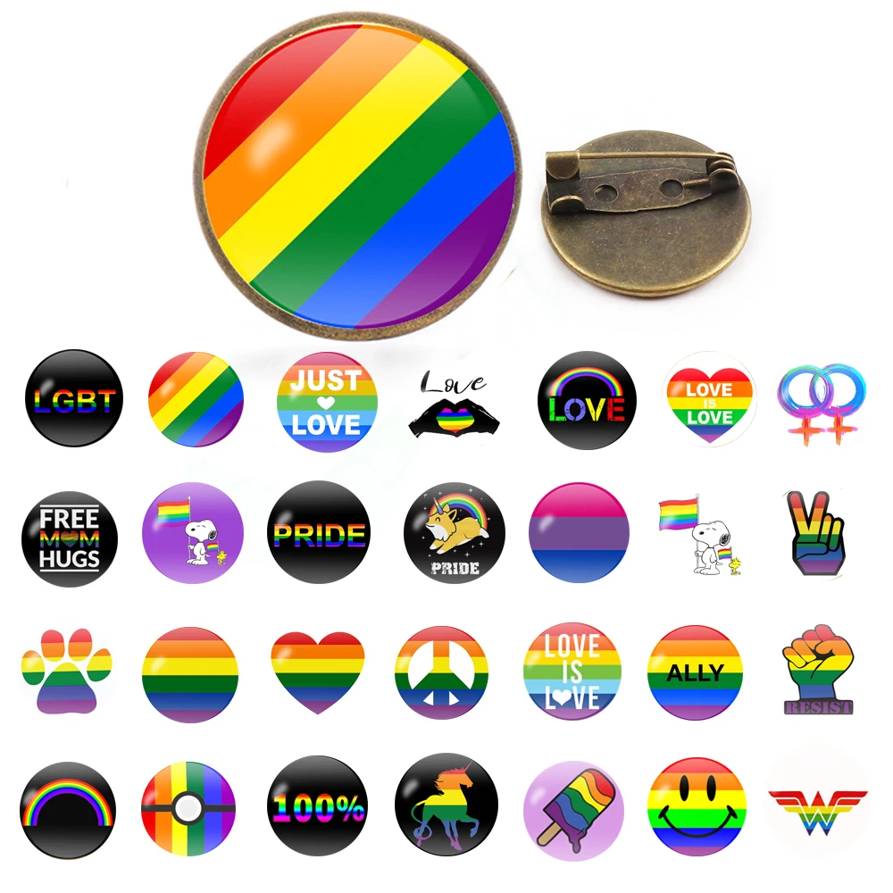 

28 style New Arrival Metal Glass gems Gay Pride Rainbow Brooches Pin Anti-discrimination Badge Children's toys Avengers 3 Thanos