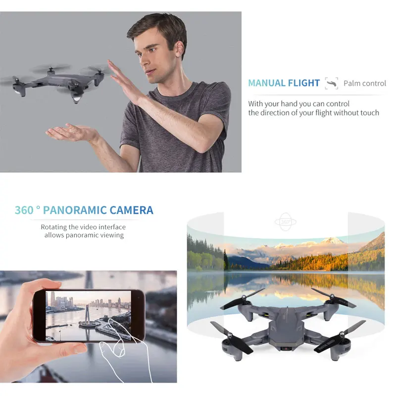  Visuo XS816 Mini Foldable Drone with Dual Camera 4K WiFi FPV 50 Times Zoom Optical Flow RC Quadcopt