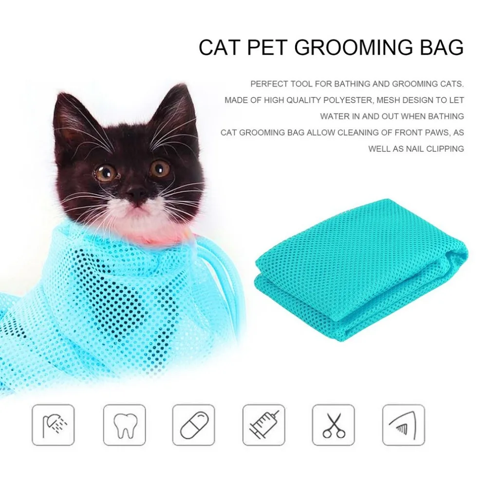 510x280x3mm Polyester Cat Grooming Bathing Bag No Scratching Biting