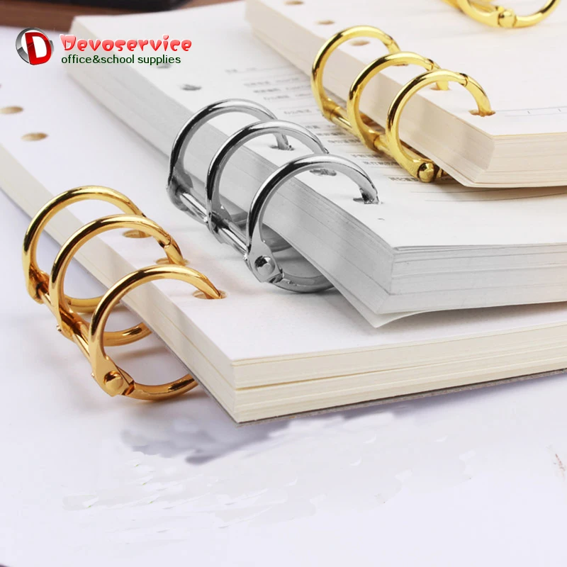 

10Pcs/Lot Metal Plated Loose Leaf Books Binder Hinged Ring Binding Rings Nickel Desk Calendar Circle 3 Rings For Card Key Album
