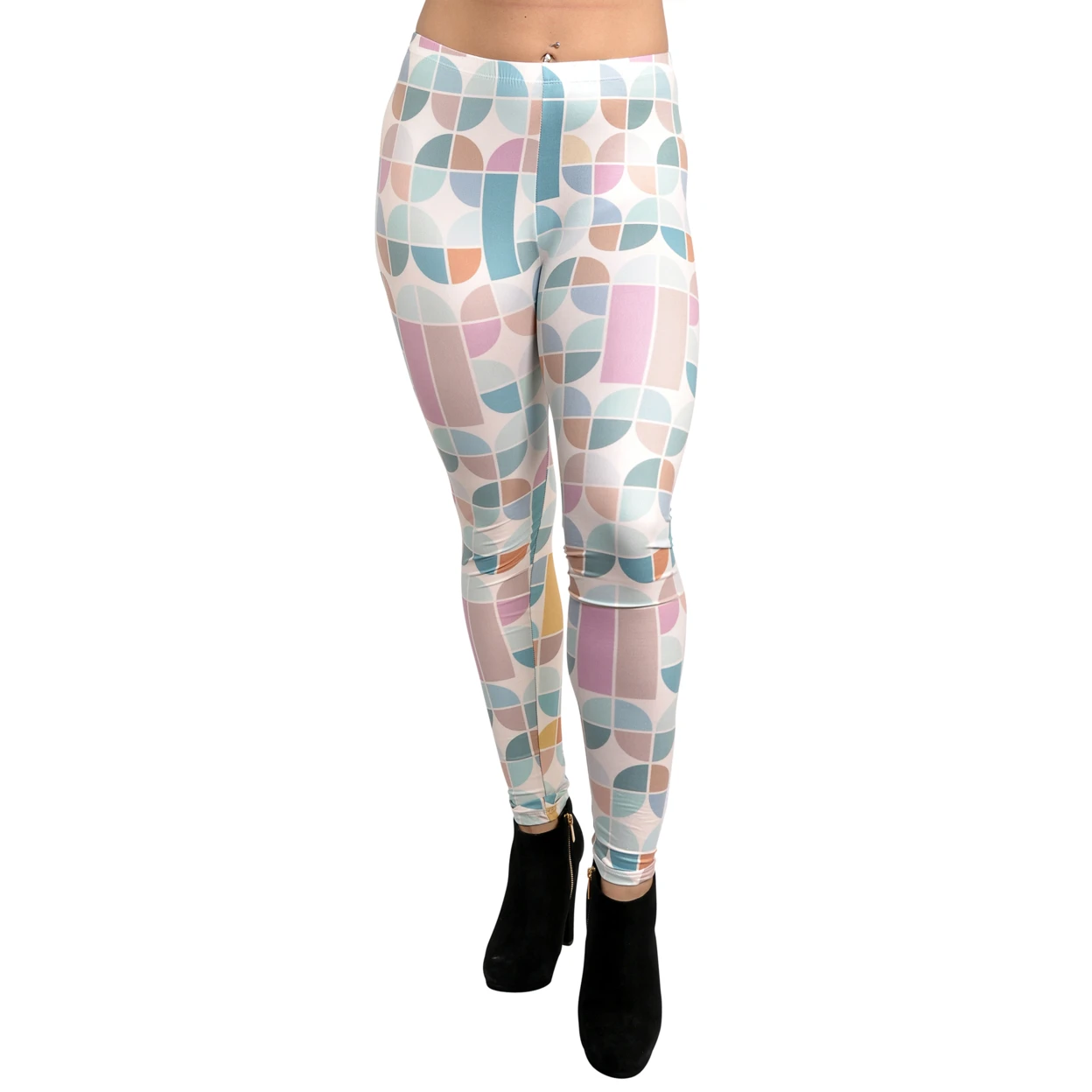 Women's Retro Pastels Leggings Medium White (3)